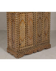 Anglo Indian Style Mango Wood Tall Cabinet with Floral Themed Bone Inlaid Décor-12. Asian & Chinese Furniture, Art, Antiques, Vintage Home Décor for sale at FEA Home