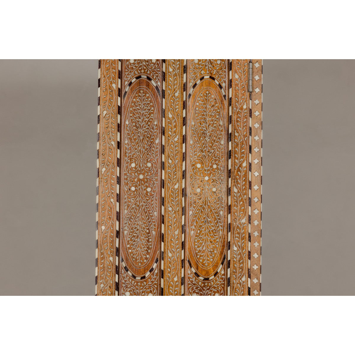 Anglo Indian Style Mango Wood Tall Cabinet with Floral Themed Bone Inlaid Décor-15. Asian & Chinese Furniture, Art, Antiques, Vintage Home Décor for sale at FEA Home