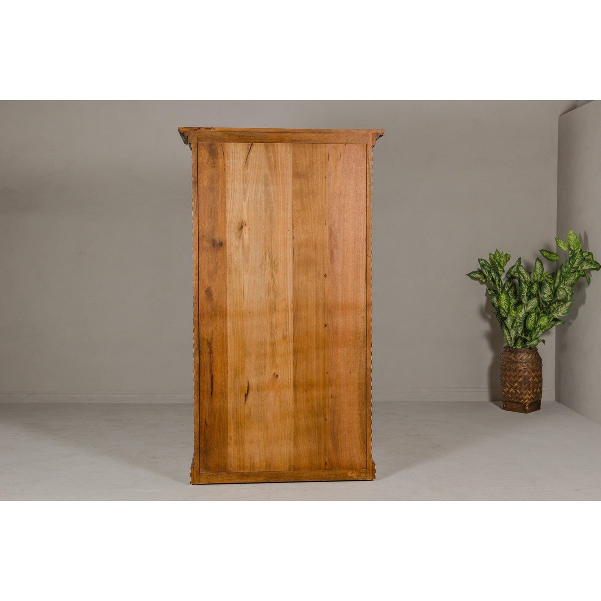 Anglo Indian Style Mango Wood Tall Cabinet with Floral Themed Bone Inlaid Décor-18. Asian & Chinese Furniture, Art, Antiques, Vintage Home Décor for sale at FEA Home