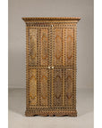 Anglo Indian Style Mango Wood Tall Cabinet with Floral Themed Bone Inlaid Décor-2. Asian & Chinese Furniture, Art, Antiques, Vintage Home Décor for sale at FEA Home