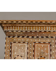 Anglo Indian Style Mango Wood Tall Cabinet with Floral Themed Bone Inlaid Décor-7. Asian & Chinese Furniture, Art, Antiques, Vintage Home Décor for sale at FEA Home