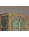 Reclaimed Wood Almirah Armoire with Weathered Green Patina and Three Shelves-16. Asian & Chinese Furniture, Art, Antiques, Vintage Home Décor for sale at FEA Home