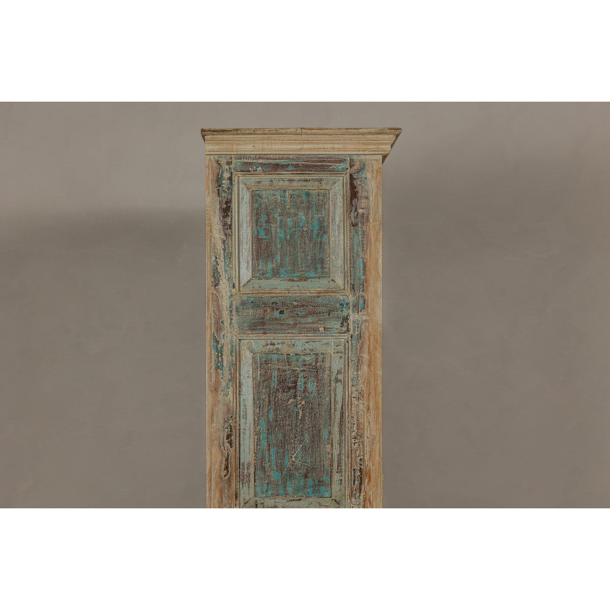Reclaimed Wood Almirah Armoire with Weathered Green Patina and Three Shelves-18. Asian & Chinese Furniture, Art, Antiques, Vintage Home Décor for sale at FEA Home