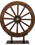 Large Wood and Metal Cart Wheel on Custom Base-12. Asian & Chinese Furniture, Art, Antiques, Vintage Home Décor for sale at FEA Home