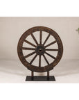 Large Wood and Metal Cart Wheel on Custom Base-3. Asian & Chinese Furniture, Art, Antiques, Vintage Home Décor for sale at FEA Home