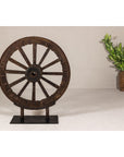 Large Wood and Metal Cart Wheel on Custom Base-4. Asian & Chinese Furniture, Art, Antiques, Vintage Home Décor for sale at FEA Home