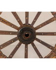 Large Wood and Metal Cart Wheel on Custom Base-6. Asian & Chinese Furniture, Art, Antiques, Vintage Home Décor for sale at FEA Home