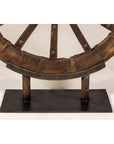 Large Wood and Metal Cart Wheel on Custom Base-7. Asian & Chinese Furniture, Art, Antiques, Vintage Home Décor for sale at FEA Home
