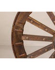 Large Wood and Metal Cart Wheel on Custom Base-8. Asian & Chinese Furniture, Art, Antiques, Vintage Home Décor for sale at FEA Home