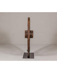 Antique Mounted Wood and Metal Wheel Welded to a Custom Metal Base-11. Asian & Chinese Furniture, Art, Antiques, Vintage Home Décor for sale at FEA Home