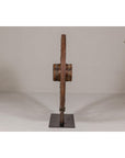 Antique Mounted Wood and Metal Wheel Welded to a Custom Metal Base-13. Asian & Chinese Furniture, Art, Antiques, Vintage Home Décor for sale at FEA Home