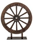 Antique Mounted Wood and Metal Wheel Welded to a Custom Metal Base-14. Asian & Chinese Furniture, Art, Antiques, Vintage Home Décor for sale at FEA Home