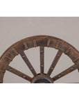 Antique Mounted Wood and Metal Wheel Welded to a Custom Metal Base-5. Asian & Chinese Furniture, Art, Antiques, Vintage Home Décor for sale at FEA Home