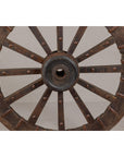Antique Mounted Wood and Metal Wheel Welded to a Custom Metal Base-6. Asian & Chinese Furniture, Art, Antiques, Vintage Home Décor for sale at FEA Home