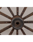 Antique Mounted Wood and Metal Wheel Welded to a Custom Metal Base-8. Asian & Chinese Furniture, Art, Antiques, Vintage Home Décor for sale at FEA Home