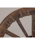 Antique Mounted Wood and Metal Wheel Welded to a Custom Metal Base-9. Asian & Chinese Furniture, Art, Antiques, Vintage Home Décor for sale at FEA Home