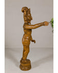 Large Antique Indian Carved Wood Mogul Standing Figure with Extended Arms-10. Asian & Chinese Furniture, Art, Antiques, Vintage Home Décor for sale at FEA Home