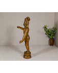 Large Antique Indian Carved Wood Mogul Standing Figure with Extended Arms-12. Asian & Chinese Furniture, Art, Antiques, Vintage Home Décor for sale at FEA Home
