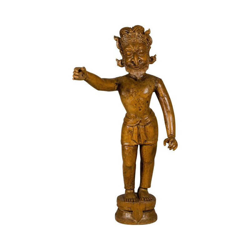 Large Antique Indian Carved Wood Mogul Standing Figure with Extended Arms-YN8043-14. Asian & Chinese Furniture, Art, Antiques, Vintage Home Décor for sale at FEA Home