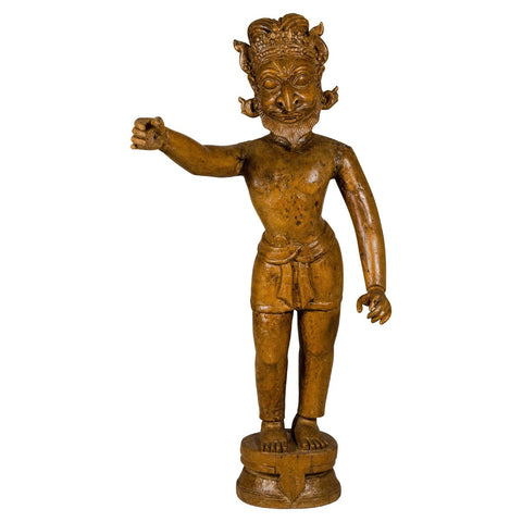 Large Antique Indian Carved Wood Mogul Standing Figure with Extended Arms-YN8043-1. Asian & Chinese Furniture, Art, Antiques, Vintage Home Décor for sale at FEA Home