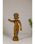 Large Antique Indian Carved Wood Mogul Standing Figure with Extended Arms-2. Asian & Chinese Furniture, Art, Antiques, Vintage Home Décor for sale at FEA Home