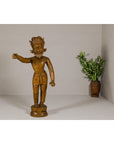 Large Antique Indian Carved Wood Mogul Standing Figure with Extended Arms-3. Asian & Chinese Furniture, Art, Antiques, Vintage Home Décor for sale at FEA Home