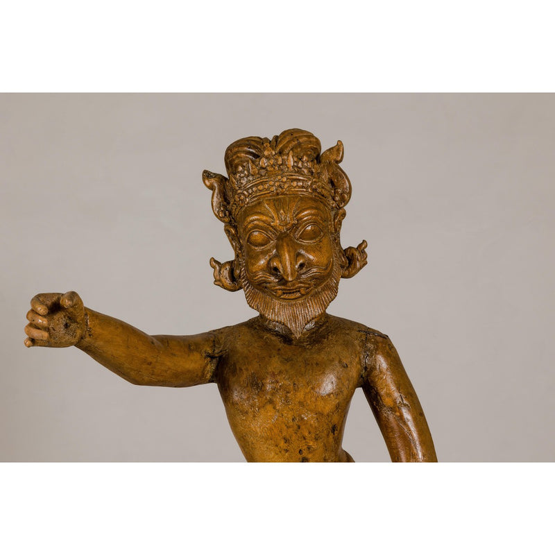 Large Antique Indian Carved Wood Mogul Standing Figure with Extended Arms-YN8043-5. Asian & Chinese Furniture, Art, Antiques, Vintage Home Décor for sale at FEA Home