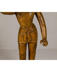 Large Antique Indian Carved Wood Mogul Standing Figure with Extended Arms-6. Asian & Chinese Furniture, Art, Antiques, Vintage Home Décor for sale at FEA Home
