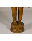 Large Antique Indian Carved Wood Mogul Standing Figure with Extended Arms-7. Asian & Chinese Furniture, Art, Antiques, Vintage Home Décor for sale at FEA Home