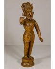 Large Antique Indian Carved Wood Mogul Standing Figure with Extended Arms-9. Asian & Chinese Furniture, Art, Antiques, Vintage Home Décor for sale at FEA Home