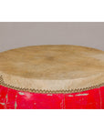 Red Lacquered Qing Dynasty Opera Drum End Table with Hide Top and Brass Studs-10. Asian & Chinese Furniture, Art, Antiques, Vintage Home Décor for sale at FEA Home