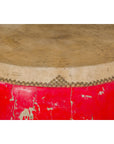 Red Lacquered Qing Dynasty Opera Drum End Table with Hide Top and Brass Studs-4. Asian & Chinese Furniture, Art, Antiques, Vintage Home Décor for sale at FEA Home