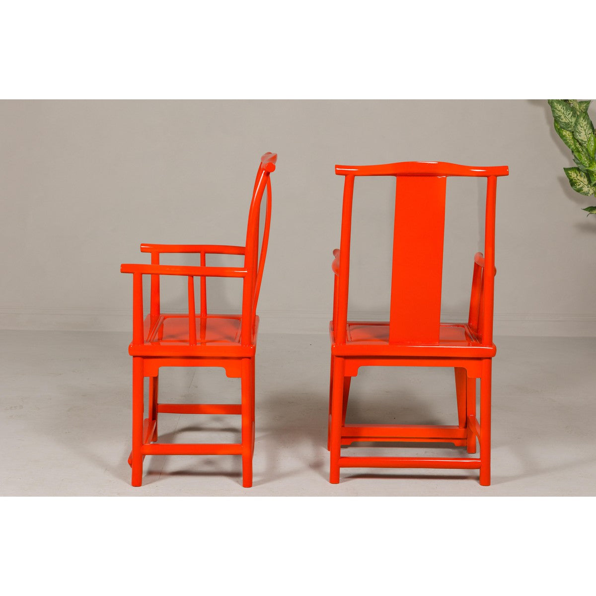 "The Lava Chair", Yoke Back Armchairs with Custom Deep Orange Lacquer, a Pair-10. Asian & Chinese Furniture, Art, Antiques, Vintage Home Décor for sale at FEA Home
