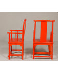 "The Lava Chair", Yoke Back Armchairs with Custom Deep Orange Lacquer, a Pair-10. Asian & Chinese Furniture, Art, Antiques, Vintage Home Décor for sale at FEA Home