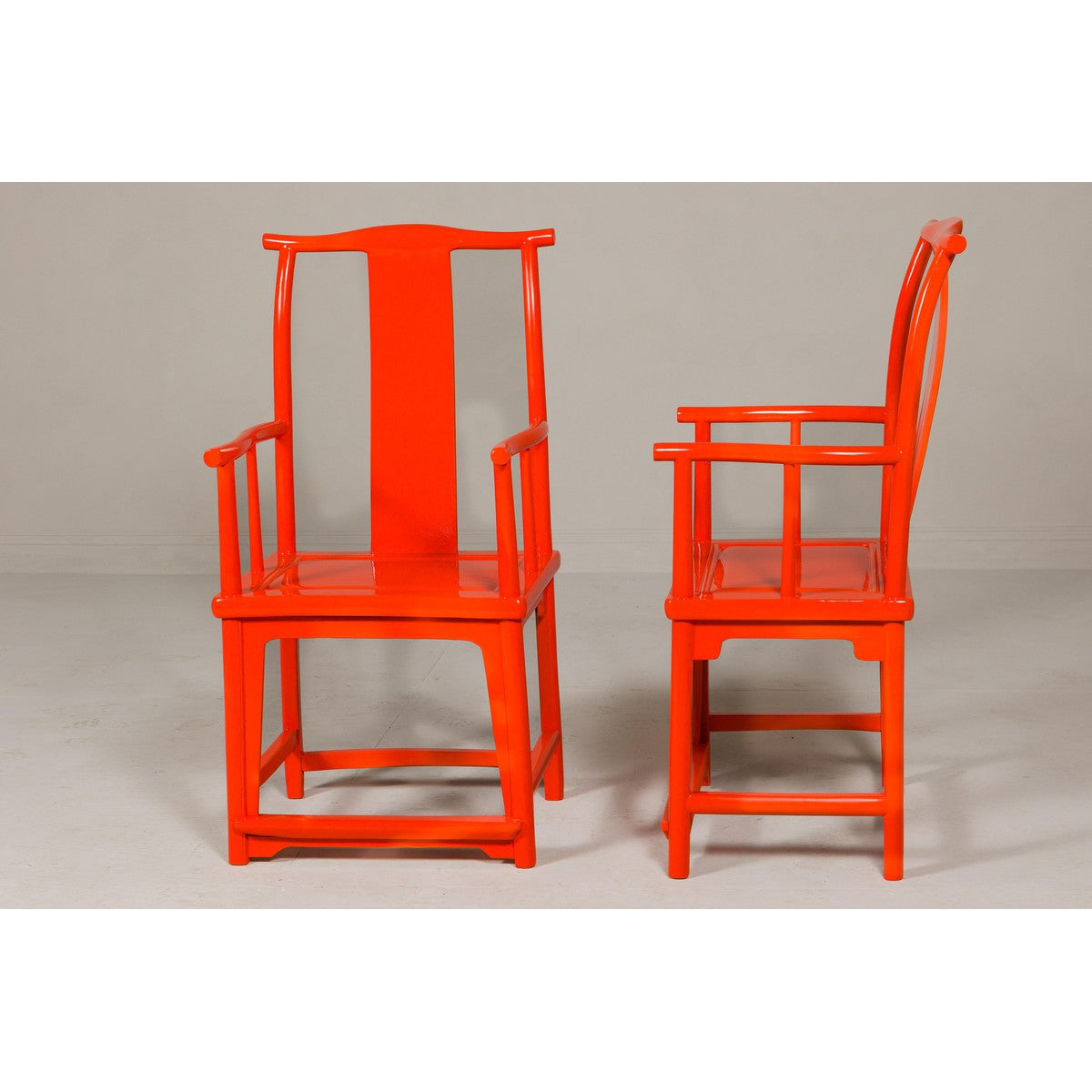 "The Lava Chair", Yoke Back Armchairs with Custom Deep Orange Lacquer, a Pair-13. Asian & Chinese Furniture, Art, Antiques, Vintage Home Décor for sale at FEA Home
