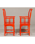"The Lava Chair", Yoke Back Armchairs with Custom Deep Orange Lacquer, a Pair-15. Asian & Chinese Furniture, Art, Antiques, Vintage Home Décor for sale at FEA Home