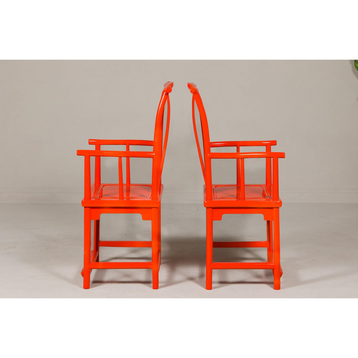 "The Lava Chair", Yoke Back Armchairs with Custom Deep Orange Lacquer, a Pair-16. Asian & Chinese Furniture, Art, Antiques, Vintage Home Décor for sale at FEA Home