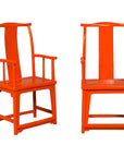 "The Lava Chair", Yoke Back Armchairs with Custom Deep Orange Lacquer, a Pair-1. Asian & Chinese Furniture, Art, Antiques, Vintage Home Décor for sale at FEA Home