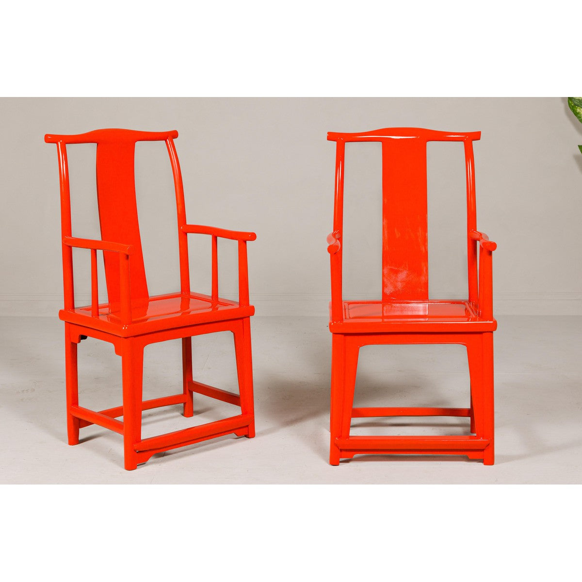 "The Lava Chair", Yoke Back Armchairs with Custom Deep Orange Lacquer, a Pair-2. Asian & Chinese Furniture, Art, Antiques, Vintage Home Décor for sale at FEA Home