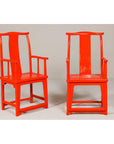 "The Lava Chair", Yoke Back Armchairs with Custom Deep Orange Lacquer, a Pair-2. Asian & Chinese Furniture, Art, Antiques, Vintage Home Décor for sale at FEA Home