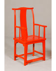 "The Lava Chair", Yoke Back Armchairs with Custom Deep Orange Lacquer, a Pair-3. Asian & Chinese Furniture, Art, Antiques, Vintage Home Décor for sale at FEA Home
