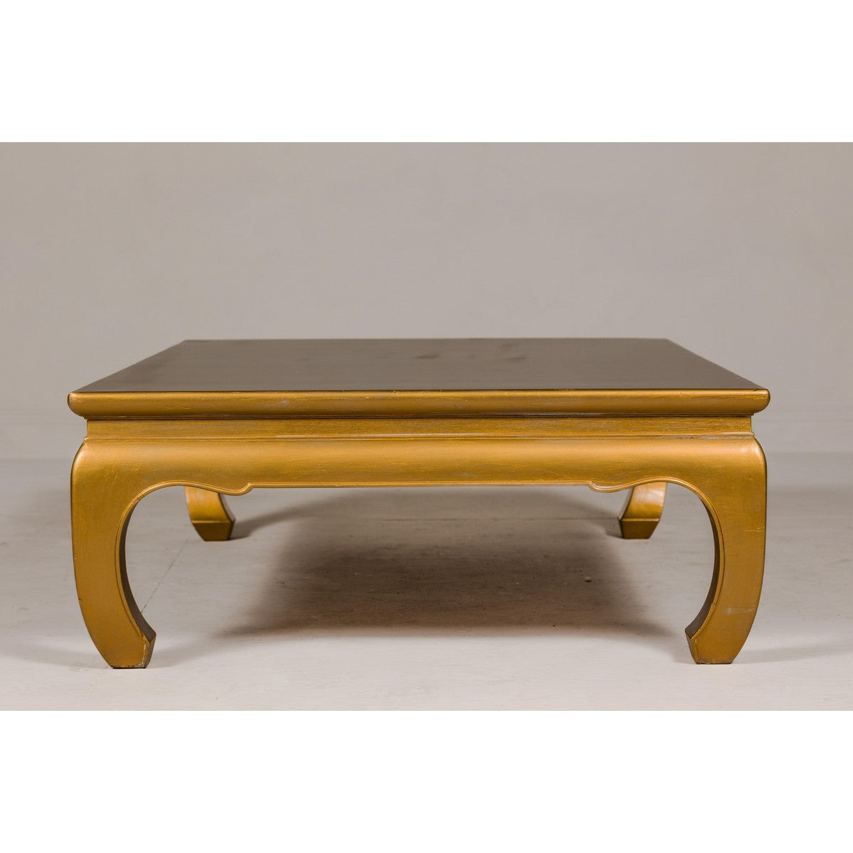 Gold Lacquered Ming Dynasty Style Chow Leg Coffee Table with Carved Apron-10. Asian & Chinese Furniture, Art, Antiques, Vintage Home Décor for sale at FEA Home