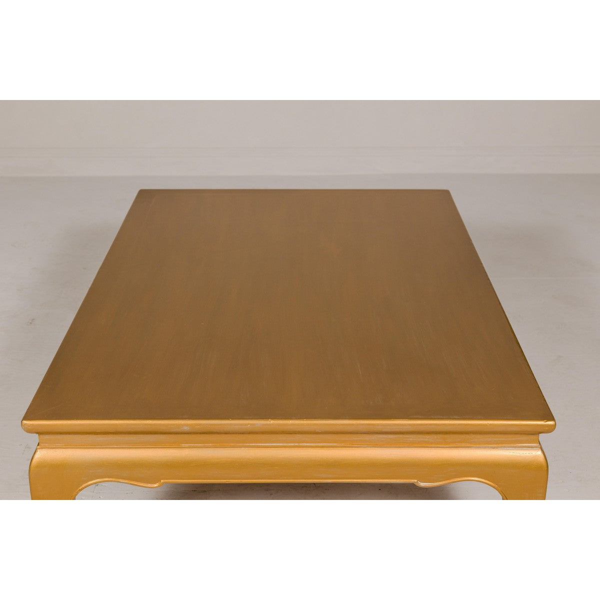 Gold Lacquered Ming Dynasty Style Chow Leg Coffee Table with Carved Apron-11. Asian & Chinese Furniture, Art, Antiques, Vintage Home Décor for sale at FEA Home
