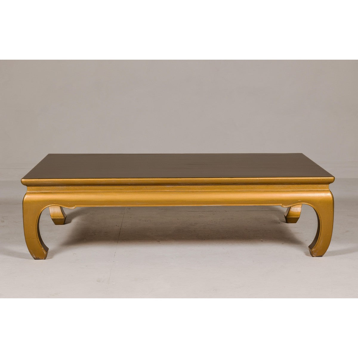 Gold Lacquered Ming Dynasty Style Chow Leg Coffee Table with Carved Apron-3. Asian & Chinese Furniture, Art, Antiques, Vintage Home Décor for sale at FEA Home
