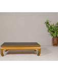Gold Lacquered Ming Dynasty Style Chow Leg Coffee Table with Carved Apron-4. Asian & Chinese Furniture, Art, Antiques, Vintage Home Décor for sale at FEA Home