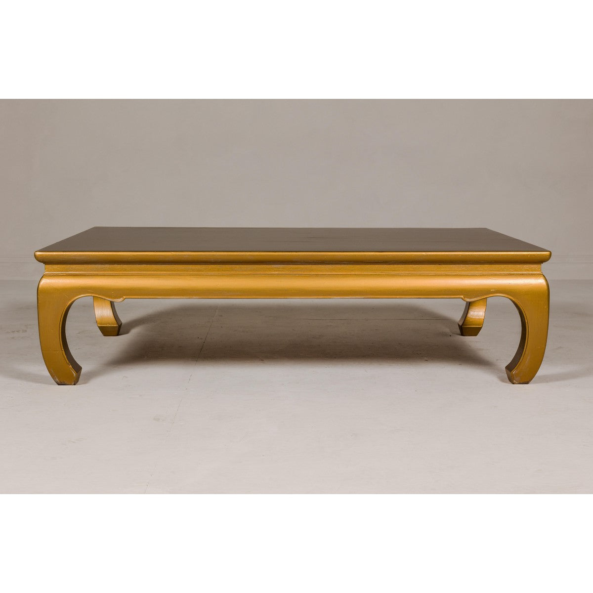 Gold Lacquered Ming Dynasty Style Chow Leg Coffee Table with Carved Apron-5. Asian & Chinese Furniture, Art, Antiques, Vintage Home Décor for sale at FEA Home