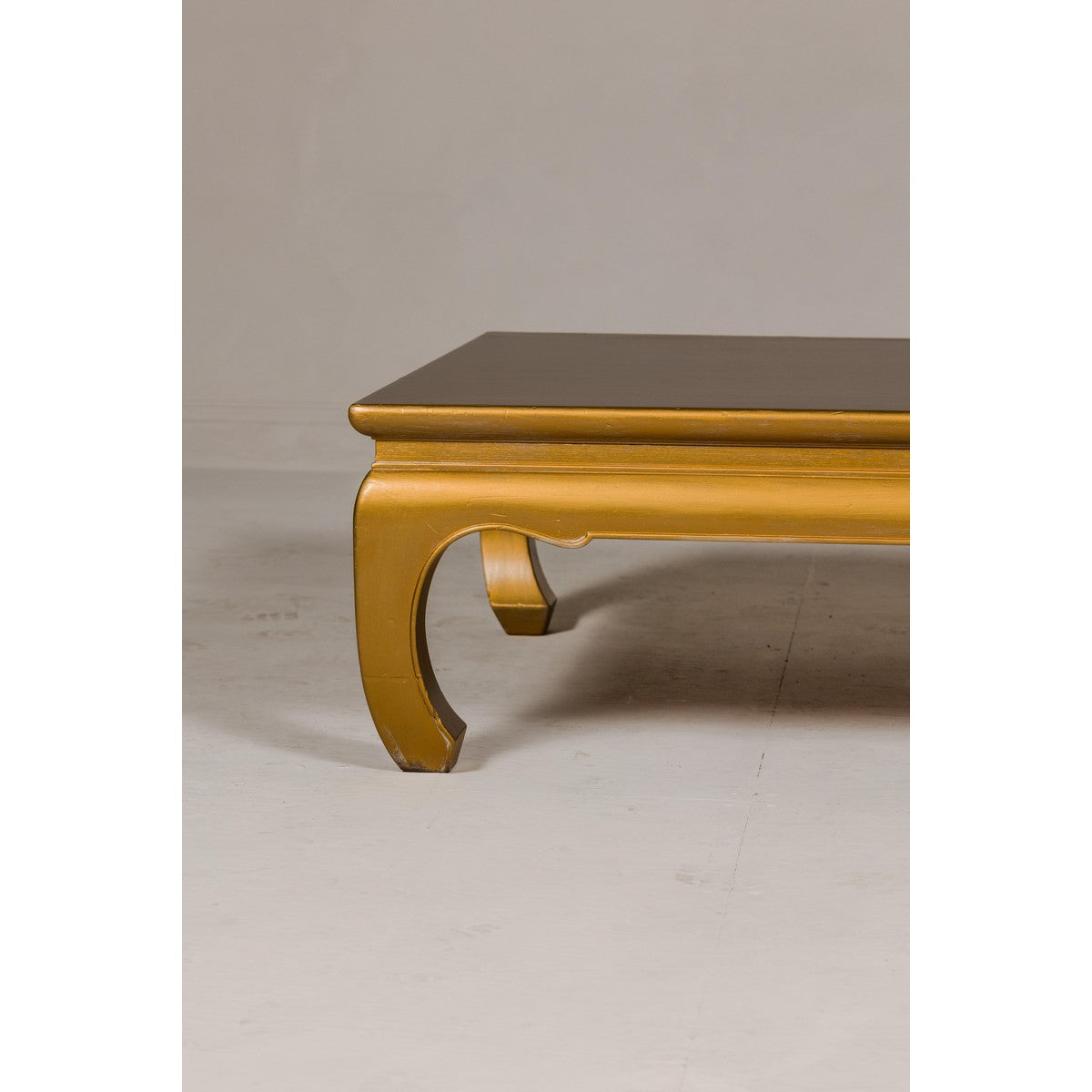 Gold Lacquered Ming Dynasty Style Chow Leg Coffee Table with Carved Apron-6. Asian & Chinese Furniture, Art, Antiques, Vintage Home Décor for sale at FEA Home