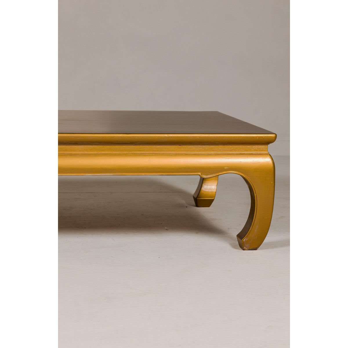 Gold Lacquered Ming Dynasty Style Chow Leg Coffee Table with Carved Apron-7. Asian & Chinese Furniture, Art, Antiques, Vintage Home Décor for sale at FEA Home