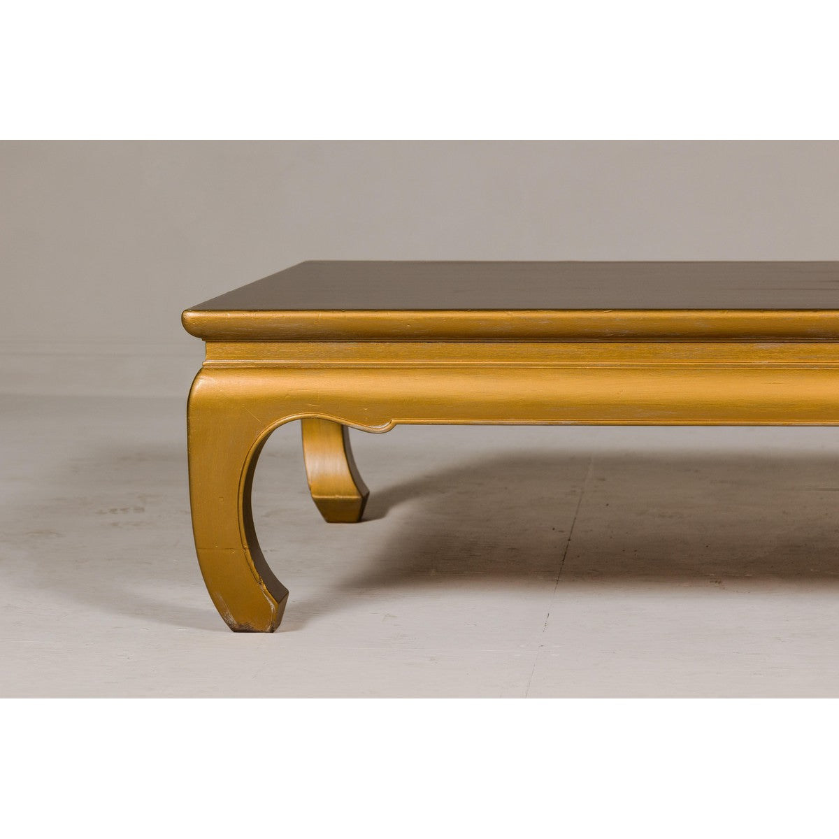 Gold Lacquered Ming Dynasty Style Chow Leg Coffee Table with Carved Apron-8. Asian & Chinese Furniture, Art, Antiques, Vintage Home Décor for sale at FEA Home
