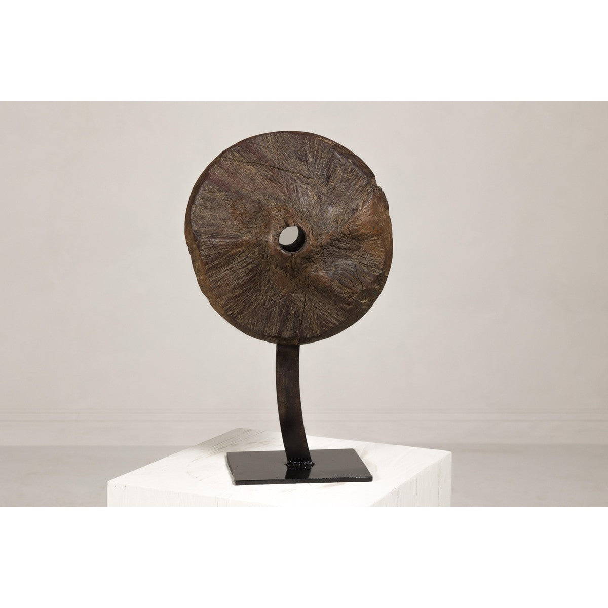 Ancient Wooden Cart Wheel on Custom Base-11. Asian & Chinese Furniture, Art, Antiques, Vintage Home Décor for sale at FEA Home
